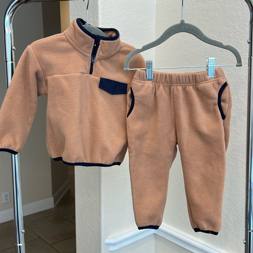 18M Light Brown & Navy Fleece Track Suit